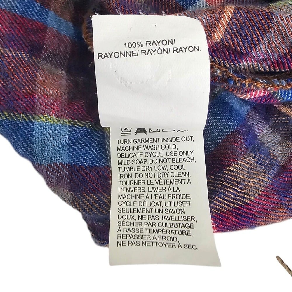 Lucky Brand Purple Plaid Soft Flannel Button Up Large - Picture 4 of 7